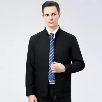 Весна и осень Куртка среднего возраста Мужская тонкая свободная повседневная куртка с воротником-стойкой Мужская верхняя одежда Куртка на молнии Топы большого размера 165