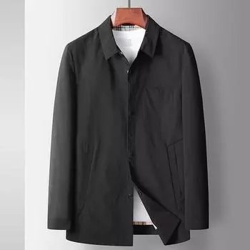 Весна и осень лацкан светлый роскошный деловой вариант рубашки топ цельный молодежный и среднего возраста повседневное пальто для мужчин 170 серый