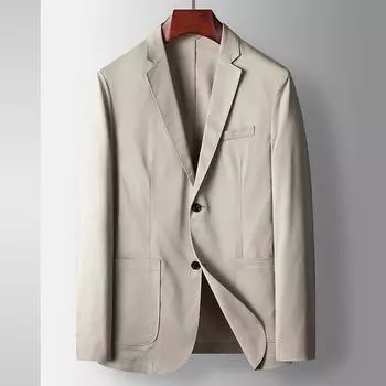 Весна и осень Легкий роскошный деловой костюм для людей среднего возраста и молодежи в стиле «вестерн», однотонный пиджак из тенселя высокого класса 170 хаки