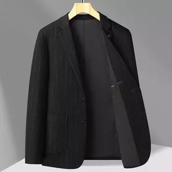 Весна и осень Легкий роскошный деловой костюм для людей среднего возраста и молодежи, однотонный шерстяной трикотажный пиджак Tide 170 чёрный