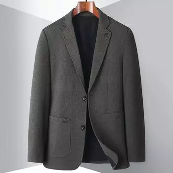 Весна и осень Легкий роскошный деловой пиджак для мужчин среднего возраста и молодежи с темным узором, однобортный модный пиджак 170