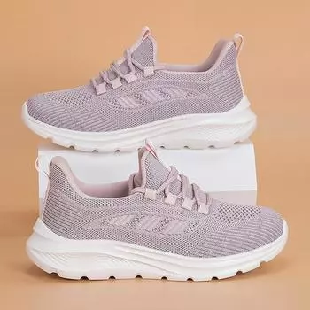 Весна и осень Летающая тканая легкая мягкая подошва пожилая обувь женская дышащая обувь для мам среднего возраста бег трусцой обувь для ходьбы пожилые люди 35 розовый