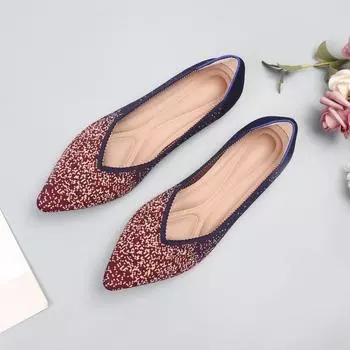 Весна и осень Летающие вязаные одинарные туфли Плоские женские туфли Вязание 34 зебра