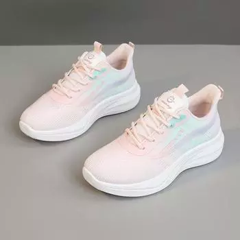 Весна и Осень Лето Молодежная Мода Дышащие Спортивные Повседневные Мягкая Подошва Удобные Градиентный Цвет Спортивная Женская Обувь 36 розовый