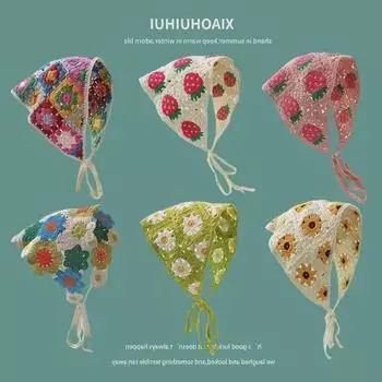 «Весна и осень, милая ручная вязка с цветочным узором»: Летний треугольный шарф Sweet Style для женщин. One Size