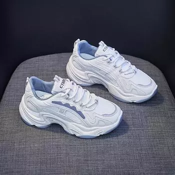 Весна и осень Мода Дышащие кроссовки Женские повседневные кроссовки Женская обувь 35 синий/белый