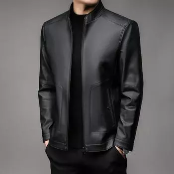 Весна и осень Молодежь и мужчины среднего возраста Натуральная кожа Куртки Свободные овчины Кожаные куртки Большие размеры Одежда для пап Топы Универсальные M