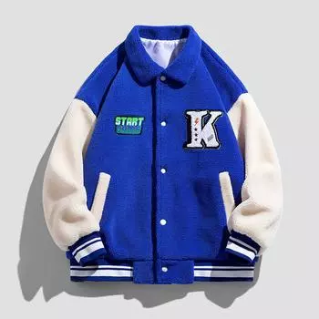 Весна и осень Мужская американская бейсбольная форма для мальчиков и девочек Куртка Свободная трендовая весенняя куртка для пары M синий