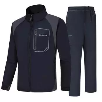 Весна и осень мужская куртка больших размеров со стоячим воротником + свободные дышащие повседневные брюки для активного отдыха на открытом воздухе, спортивная одежда из двух предметов 5XL