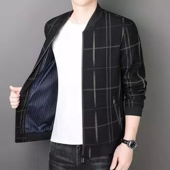 Весна и осень, мужская куртка для пап среднего возраста, повседневная куртка с воротником-стойкой, для упитанных мужчин среднего возраста, размер плюс M