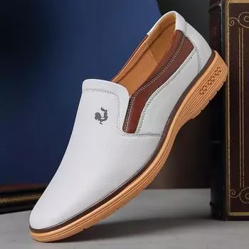 Весна и осень Мужская мода Бизнес Повседневная обувь Платье Обувь Мягкая и удобная кожаная обувь 38 белый