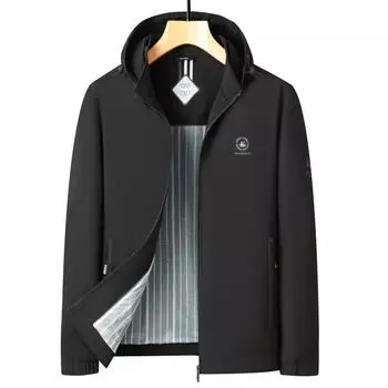 Весна и осень мужская новая молодежная куртка трендовая модная деловая куртка со съемным капюшоном и воротником-стойкой M