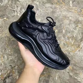 Весна и осень Мужская обувь большого размера на платформе с покатым каблуком Модная повседневная обувь 38 чёрный