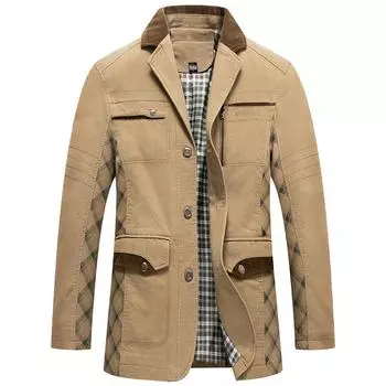 Весна и осень Мужская повседневная куртка для среднего возраста Мужская куртка Модный пиджак с воротником Не требующий глажки Маленький мужской костюм M