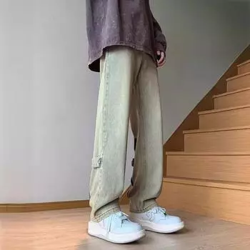 Весна и осень Мужские новые джинсы American Style Retro High Street Straight Leg M чёрный