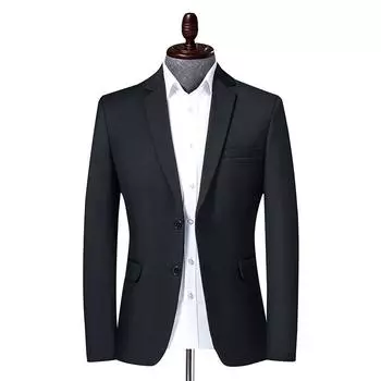 Весна и осень мужской однотонный повседневный костюм с разрезом мужской тонкий корейский стиль маленький костюм мужской пиджак M чёрный