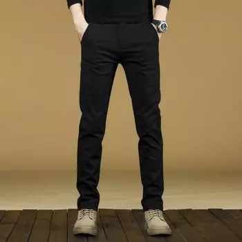 Весна и осень Не требует глажки Осенние повседневные брюки Мужские узкие прямые брюки в стиле вестерн Простые черные длинные брюки Универсальные 28 сапфир синий