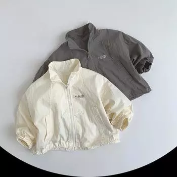 Весна и осень Новая детская повседневная куртка в стиле ретро 80cm серый