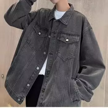 Весна и осень Новая джинсовая куртка Мужская американская уличная мода Брендовая рабочая одежда Ретро модная джинсовая куртка Куртка модная M