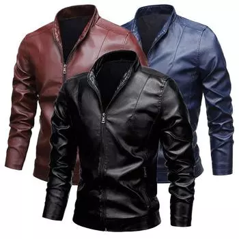 Весна и осень Новая кожаная куртка Молодежная модная тенденция Куртка с воротником-стойкой M