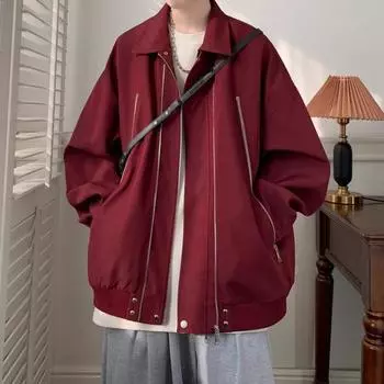 Весна и осень Новая красная куртка на молнии, мужская дизайнерская куртка-бомбер, красивая M