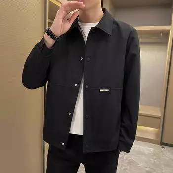 Весна и осень Новая мода Повседневная куртка с лацканами Простой однотонный свободный молодежный инструментальный пиджак M