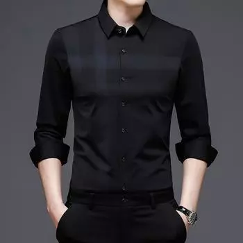 Весна и осень Новая мужская деловая повседневная рубашка Мужская рубашка-поло с воротником в полоску Кардиган M