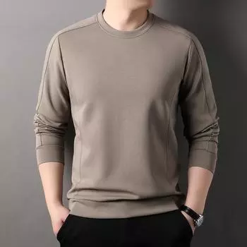 Весна и осень, новая мужская футболка с длинными рукавами, молодежная, не мнется, не глажка, рукава на плечах, круглый вырез, длинный рукав, поло M