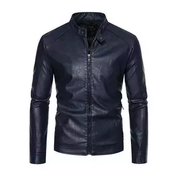 Весна и осень Новая мужская кожаная куртка Британская мужская мотоциклетная куртка из искусственной кожи M