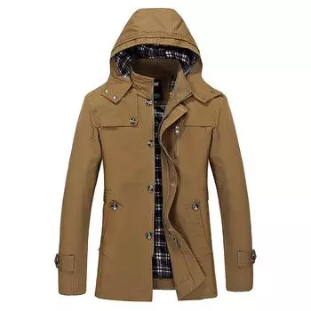 Весна и осень Новая мужская куртка большого размера Ветровка Средняя и длинная мужская куртка с капюшоном Мужская стирка M
