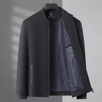 Весна и осень Новая мужская куртка Деловая повседневная куртка-стойка для мужчин среднего возраста Куртка на молнии для папы 170 бордовый