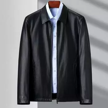 Весна и осень, новая мужская куртка из натуральной кожи, бархатная куртка из овчины с лацканами, тонкая повседневная кожаная куртка 170