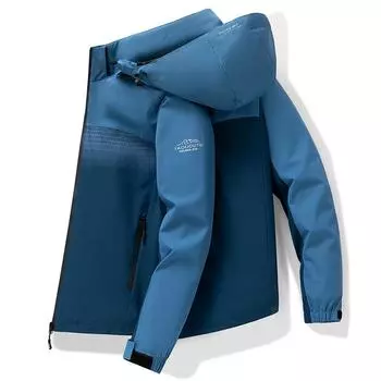 Весна и осень, новая мужская куртка с капюшоном, спортивная повседневная верхняя часть, мужская куртка со съемной шапкой, мужская M светло-серый