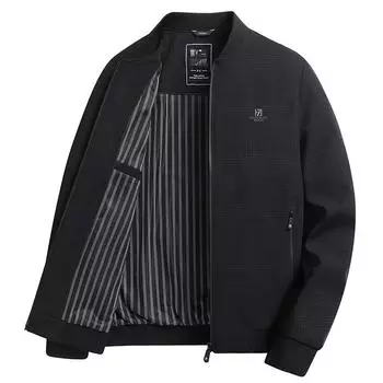 Весна и осень Новая мужская куртка с воротником-стойкой Повседневная куртка Деловая куртка для папы среднего возраста M зелёный