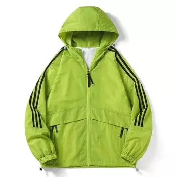 Весна и осень Новая мужская куртка Three Bars Защита от солнца Ветровка Пара Открытый ветрозащитный капюшон Спортивное пальто Мужчины XS