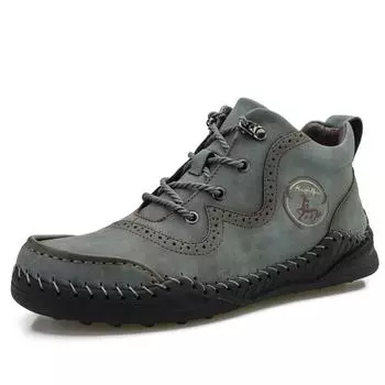 Весна и Осень новая мужская обувь повседневная кожаная обувь высокие берцы большой размер 4748 дышащая для активного отдыха спортивная обувь для альпинизма мужская мягкая подошва корейский 38