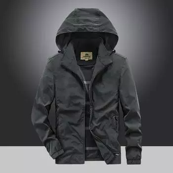 Весна и осень Новая мужская повседневная куртка для среднего возраста Деловая куртка большого размера Тонкая ветрозащитная куртка-стойка L