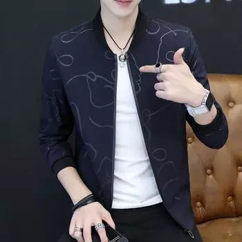 Весна и осень Новая мужская повседневная куртка-бомбер Осенняя бейсбольная форменная куртка Мужская мода M