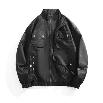 Весна и осень Новая мужская простая куртка Повседневная универсальная короткая модная куртка в корейском стиле Тонкий топ с воротником-стойкой Модный M