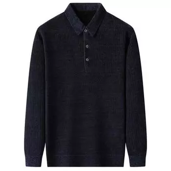Весна и осень, новая мужская рубашка с длинными рукавами и бархатной футболкой-поло, теплый мужской свитер M