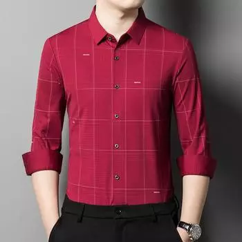Весна и осень Новая мужская рубашка с длинным рукавом Деловая рубашка Модная повседневная цельная рубашка M