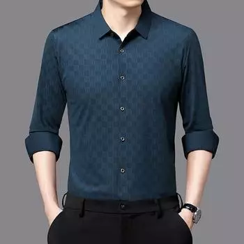 Весна и осень, новая мужская рубашка с длинными рукавами, деловая дышащая рубашка, мужская модная повседневная цельная рубашка M