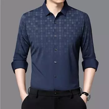 Весна и осень, новая мужская рубашка с длинными рукавами, деловая дышащая рубашка, мужской модный повседневный топ M