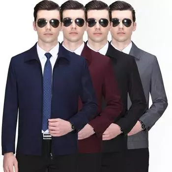 Весна и осень, новая мужская шерстяная куртка, деловая, повседневная, для пап среднего и пожилого возраста, однотонная куртка с лацканами 170