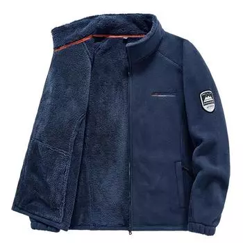 Весна и осень Новая мужская теплая толстая флисовая куртка без капюшона свободная куртка M