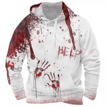 Весна и осень, новая мужская толстовка с капюшоном на Хэллоуин с 3D-принтом, мужская свободная повседневная спортивная толстовка с длинным рукавом, большой размер 3XL