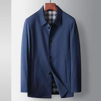 Весна и осень Новая мужская ветровка Kranin Blue для среднего и молодого возраста Легкая роскошная деловая тонкая повседневная куртка 170 синий