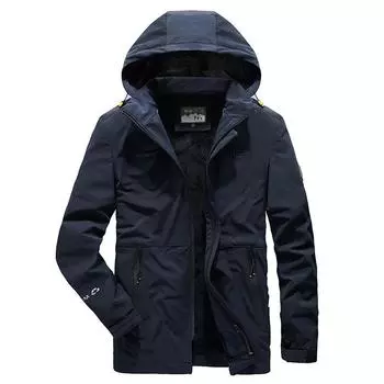 Весна и осень Новая мужская ветровка с капюшоном Куртка Деловая повседневная модная одежда для папы среднего возраста M