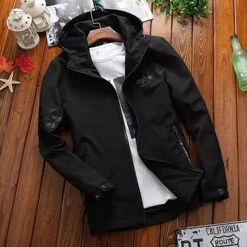 Весна и осень Новая мужская зеленая модная повседневная куртка для отдыха на открытом воздухе, ветрозащитная куртка-кардиган с капюшоном M