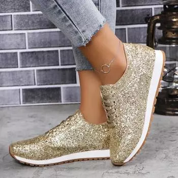 Весна и осень Новая обувь для женщин Роскошные дизайнерские кроссовки для прогулок на свежем воздухе Повседневная обувь больших размеров 36 золотой